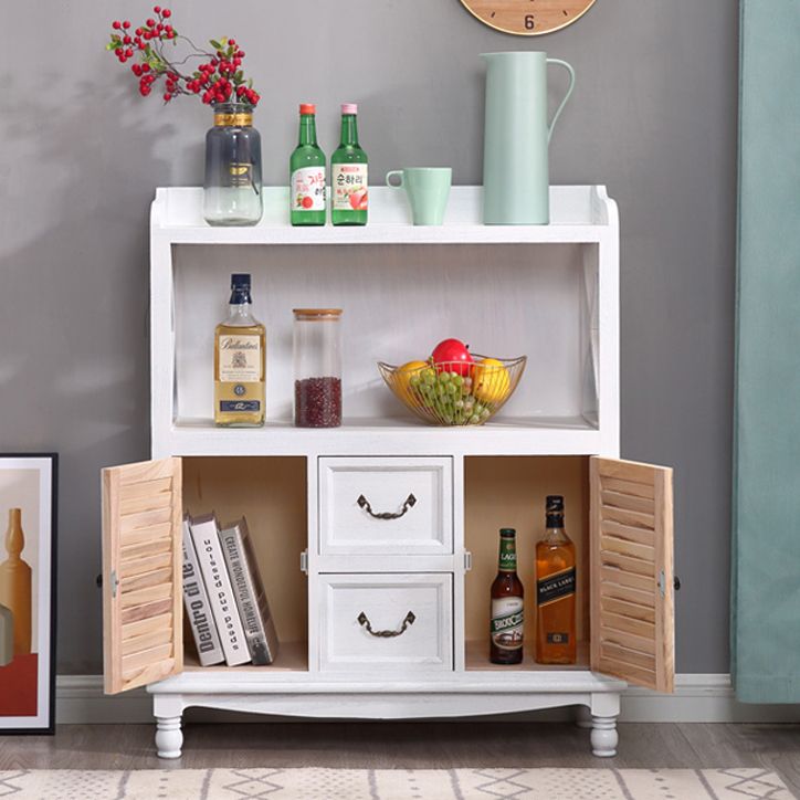 Massivholz Akzentschrank mit 2 Schubladen und Türen Lagerschrank