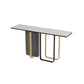 Rectangle Stone Top Console Table with Abstract Base Accent Table