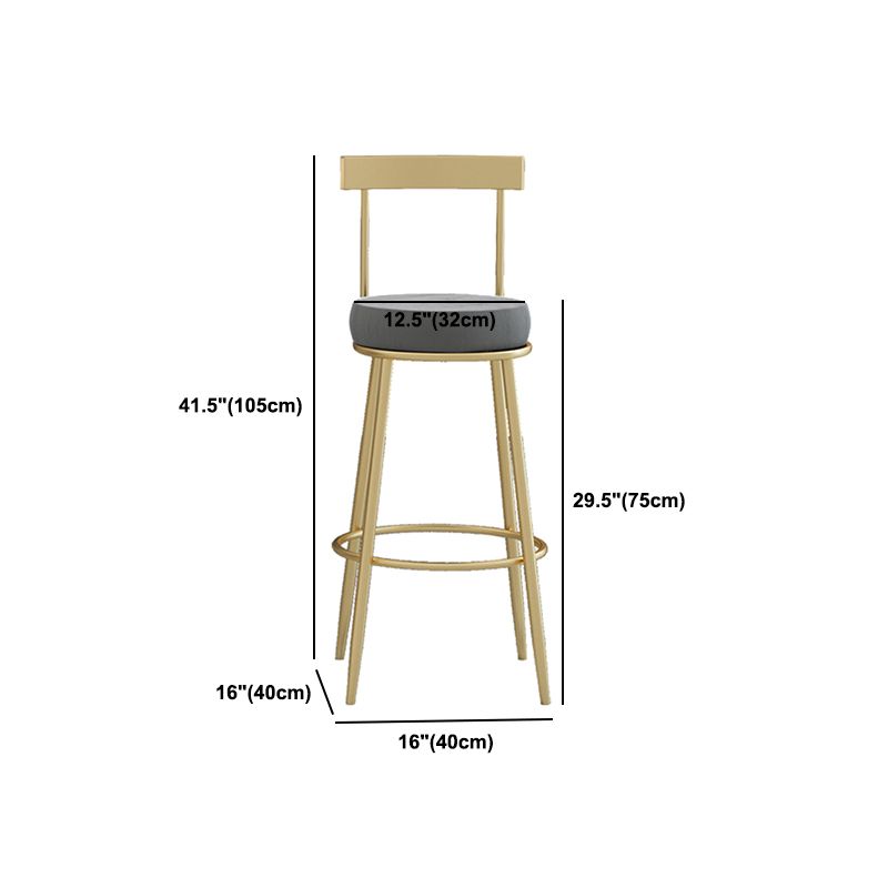 Glam Round Counter Height Stools Grey and Gold Footrest Upholstered Counter Bar Stool Clearhalo 'Bar Furniture' 'Bar Stools' 'bar_stools' 'furn' 'furn_bar_stools' 'Furniture' 'Kitchen & Dining Furniture' 1200x1200_c9f92c8a-e7ef-4698-9f75-7957cff48125