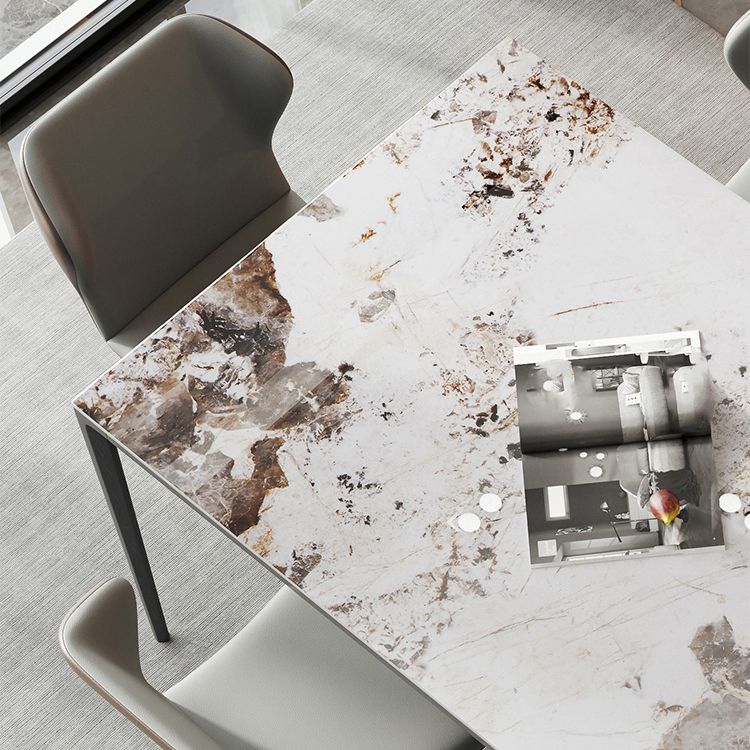 Modern Dining Table Set 1/5/7 Pcs Stone Dining Table with Wingback Chairs