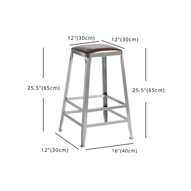 Industrial Square Iron Bar Stool Silver Footrest Bristol Stool Clearhalo 'Bar Furniture' 'Bar Stools' 'bar_stools' 'furn' 'furn_bar_stools' 'Furniture' 'Kitchen & Dining Furniture' 1200x1200_c9fb972d-3c05-4fc1-8dc3-d2849637141b