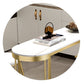 Glam Style Stone Bar Table 42-inch Height Metal Base Bistro Table for Dining Room Clearhalo 'Bar Furniture' 'Bar Tables' 'bar_tables' 'furn' 'furn_bar_tables' 'Furniture' 'furniture_bar_tables' 'Kitchen & Dining Furniture' 1200x1200_c9fca8b6-c743-4dd5-95fc-e6b8ea72045e