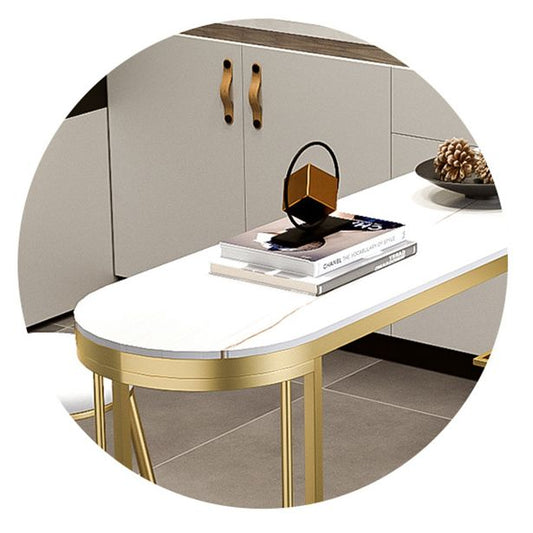 Glam Style Stone Bar Table 42-inch Height Metal Base Bistro Table for Dining Room Clearhalo 'Bar Furniture' 'Bar Tables' 'bar_tables' 'furn' 'furn_bar_tables' 'Furniture' 'furniture_bar_tables' 'Kitchen & Dining Furniture' 1200x1200_c9fca8b6-c743-4dd5-95fc-e6b8ea72045e