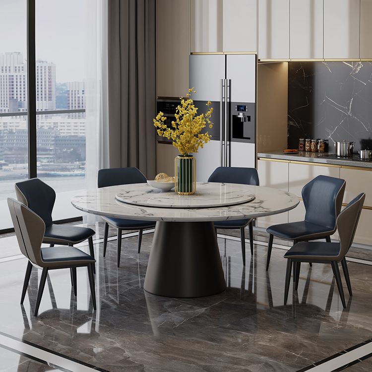 Round Pedestal Dining Site Table Contemporary Dinner Table with Turntable Clearhalo ' dining_table' 'Dining Tables & Seating' 'Dining Tables' 'furn' 'furn_dining_table' 'Furniture' 'furniture_dining_table' 'Kitchen & Dining Furniture' 'kitchen&dining_furn' 'kitchen' 'kitchen_dining_table' 1200x1200_c9fcc46e-6aca-4063-b19b-64ffed661efa