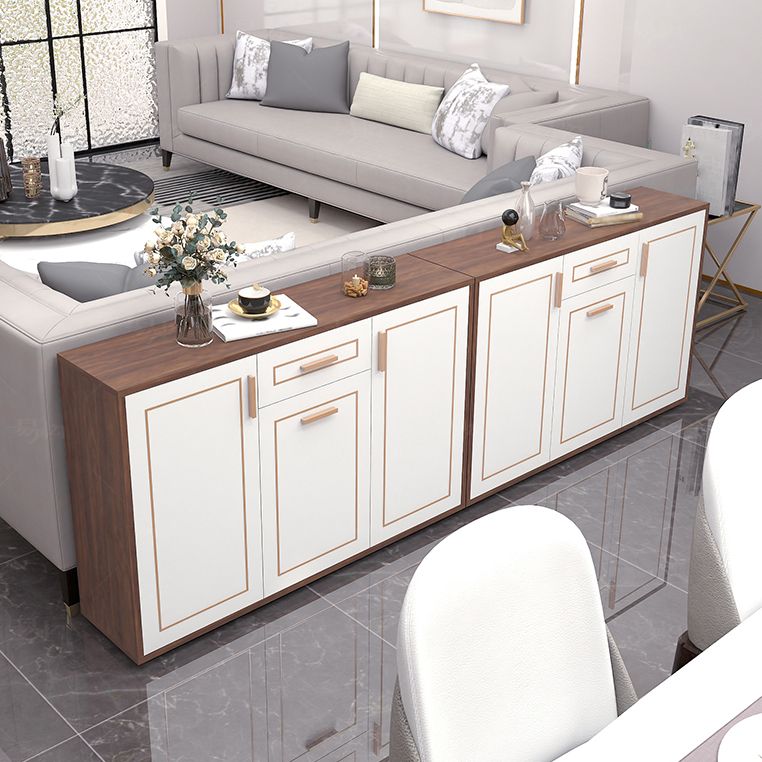 Pinie en bois d'ingénierie blanche étagère réglable moderne crédenza avec tiroir