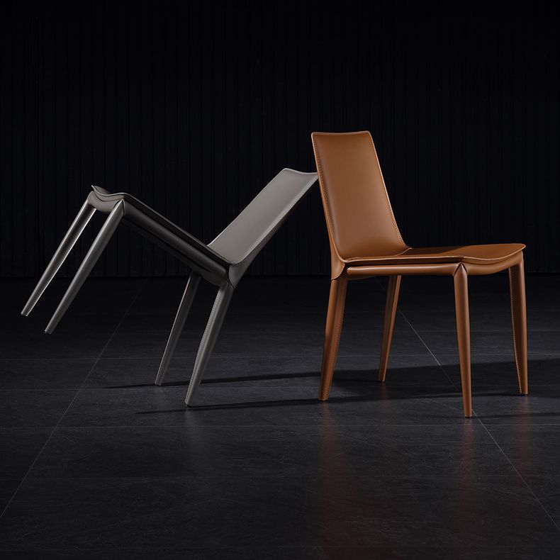 Upholstered Armless Dining Chairs Faux Leather Dining Side Chair