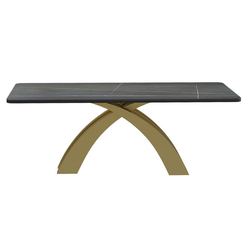 Glam Rectangle Shape Dining Table Sintered Stone Top Standard Dining Table for Kitchen Clearhalo ' dining_table' 'Dining Tables & Seating' 'Dining Tables' 'furn' 'furn_dining_table' 'Furniture' 'furniture_dining_table' 'Kitchen & Dining Furniture' 'kitchen&dining_furn' 'kitchen' 'kitchen_dining_table' 1200x1200_c9ff7484-8555-4c09-8328-898425d03637