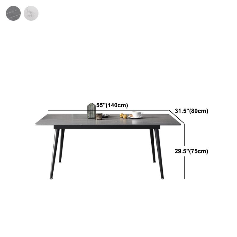 Industrial Rectangle Dining Site Table Black Tripod Base Dining Table with Stone Top