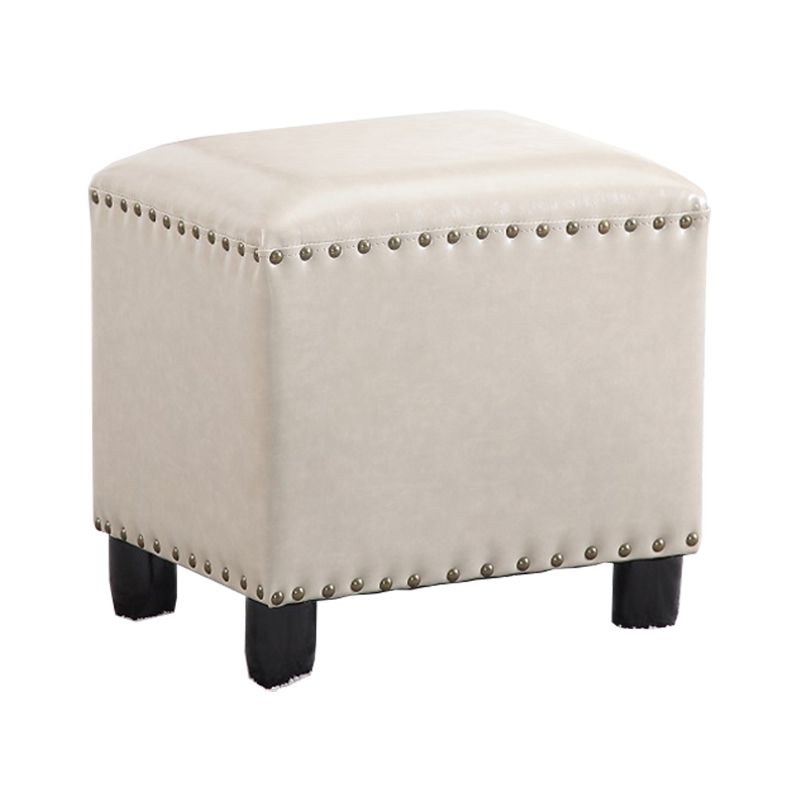 Moderno rettangolo pouf ottomane sedia in pelle finta ottomana con rivestimento per nailhead