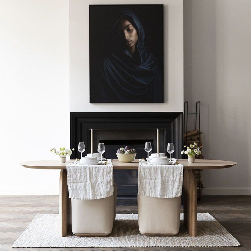 Table à manger en bois massif table de restauration ovale de style contemporain pour cuisine à la maison