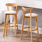 Industrial Backrest Armless Counter Stool Wood Cafe Bar Stool with Cushion and Pedal