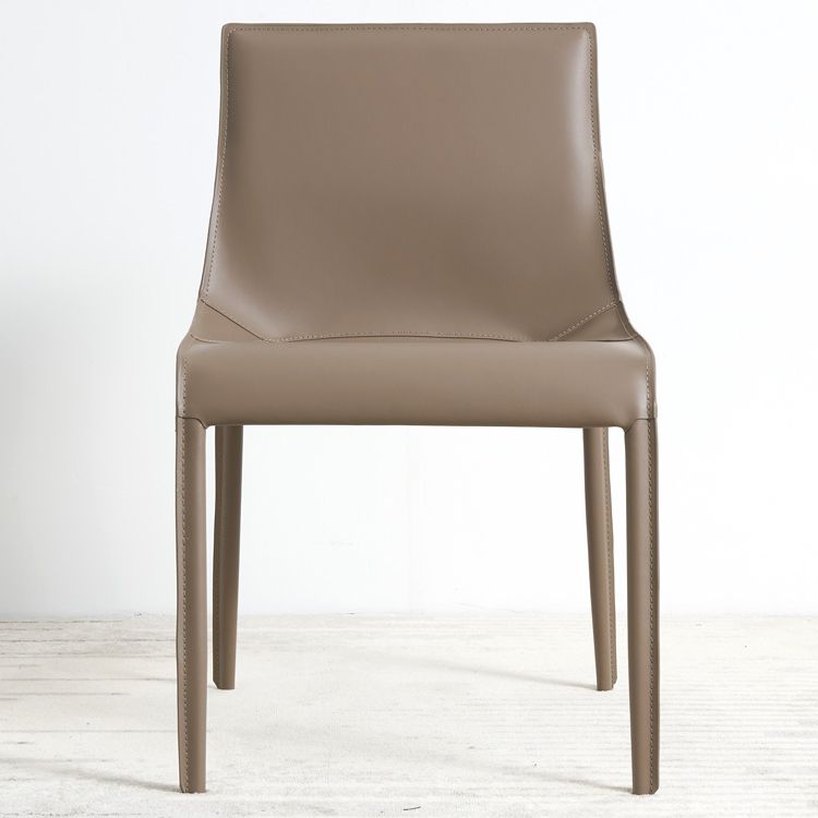 Contemporary Metal Dining Armless Chair Leather Dining Side Chair for Home Use Clearhalo ' kitchen&dining_furn' 'Dining Chairs' 'Dining Tables & Seating' 'dining_chair' 'furn' 'furn_dining_chair' 'Furniture' 'furniture_dining_chair' 'Kitchen & Dining Furniture' 'kitchen' 1200x1200_ca069056-617f-4f9f-a52d-fa54f0ae44a9