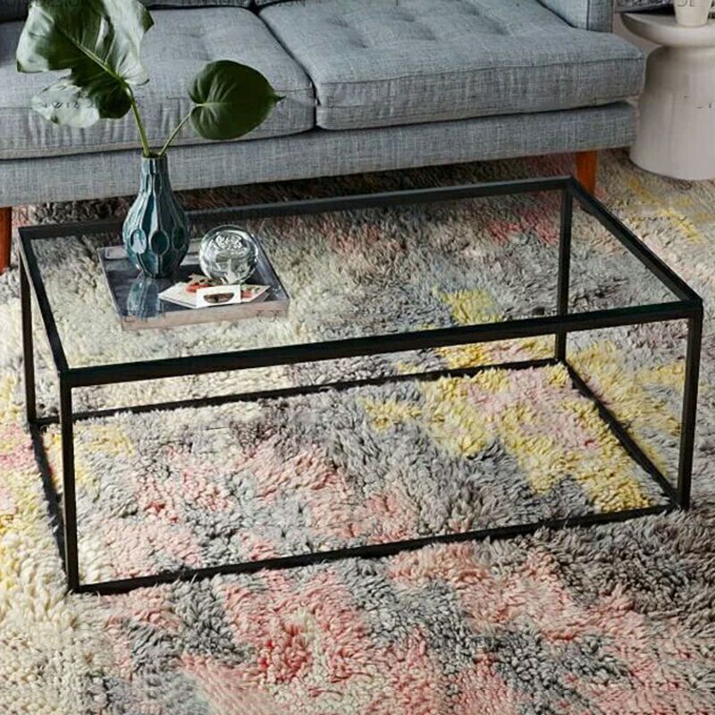 Contemporary Rectangular Glass Frame Base Coffee Cocktail Table Clearhalo 'Coffee & Accent Tables' 'Coffee Tables' 'coffee_tables' 'furn' 'furn_coffee_tables' 'Furniture' 'furniture_coffee_tables' 'Living Room Furniture' 1200x1200_ca091ae9-d368-4438-85a7-60d6237a78fd