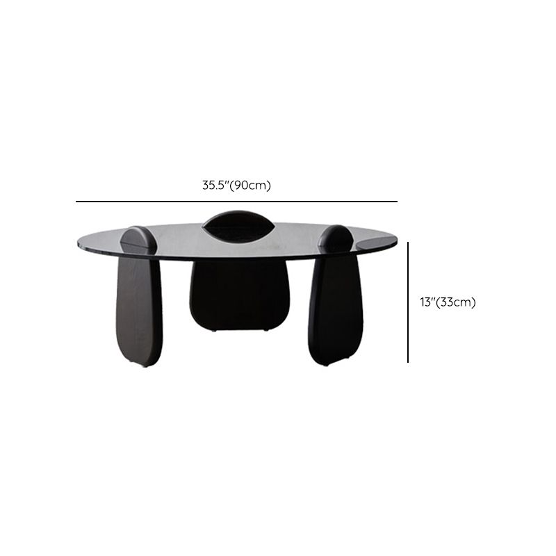 Glass Top Coffee Cocktail Table Black Coffee or End Table with 3 Legs