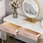 Glam 29.5" High Marble Vanity Dressing Table in Pink with Drawers