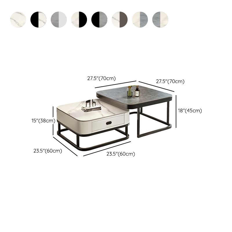 Slate Coffee Table Square 2 Nesting Coffee Table Set for Living Room Clearhalo 'Coffee & Accent Tables' 'Coffee Tables' 'coffee_tables' 'furn' 'furn_coffee_tables' 'Furniture' 'Living Room Furniture' 1200x1200_ca09ef5a-5243-40f5-9250-f5130c5f2c3d