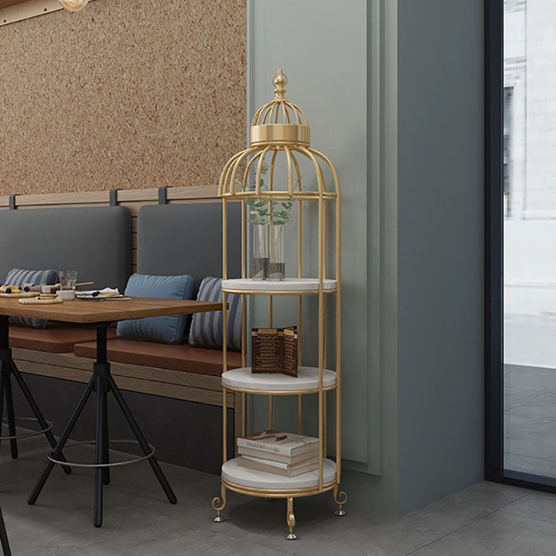 Glam Vertical Standard Bookshelf Iron Frame Manufactured Wood Shelf Bookshelf Clearhalo 'Bookcases' 'furn' 'furn_bookcases' 'Furniture' 'furniture_bookcases' 'kitchen' 'kitchen_bookcases' 'Living Room Furniture' 'Office Furniture' 1200x1200_ca0a0766-03cf-4db0-a9d2-f52e0ff3d547