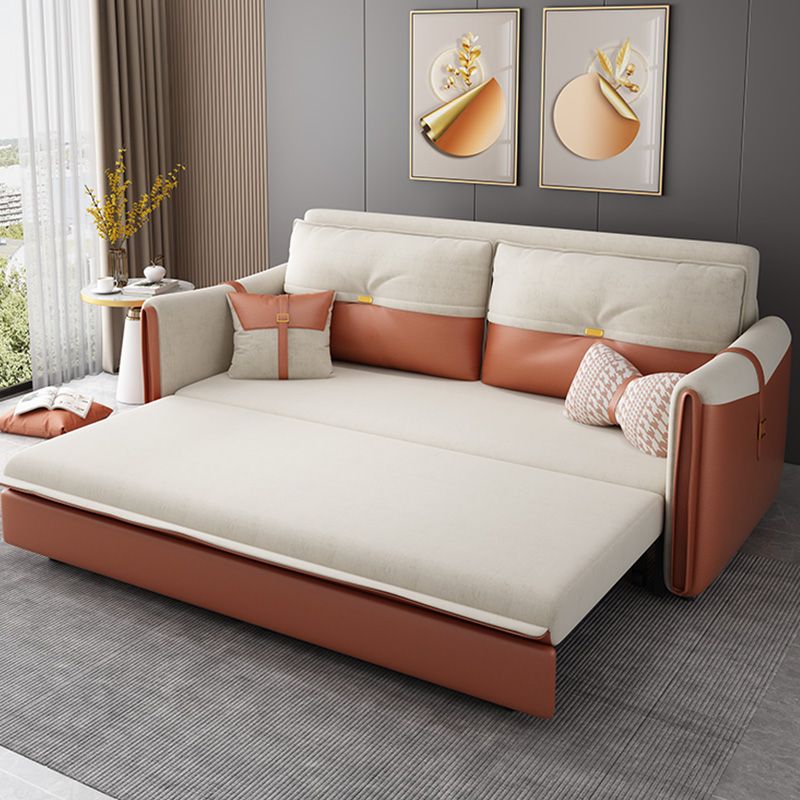 Glam Upholstered Futon Chair Faux leather Square Arms Sleeper Sofa Clearhalo 'furn' 'furn_futons' 'Furniture' 'Futons & Daybeds' 'Futons' 'Living Room Furniture' 1200x1200_ca0a871f-cd10-4490-8892-45ead17da166