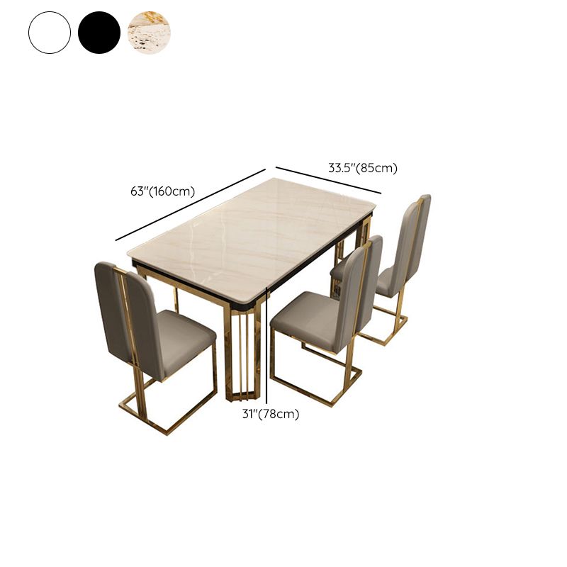 Tavolo da pranzo rettangolare in stile glam con base in metallo con 4 gambe