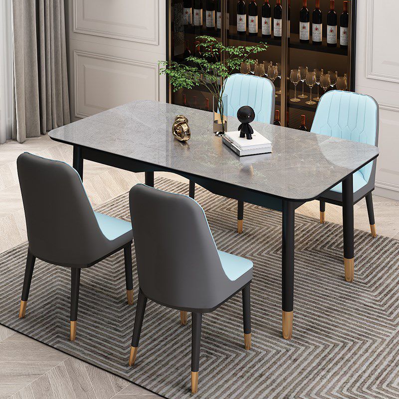 Traditional Luxury Dining Table Sintered Stone Table with 4 Black Legs for Dining Room Clearhalo ' dining_table' 'Dining Tables & Seating' 'Dining Tables' 'furn' 'furn_dining_table' 'Furniture' 'furniture_dining_table' 'Kitchen & Dining Furniture' 'kitchen&dining_furn' 'kitchen' 'kitchen_dining_table' 1200x1200_ca0ed92f-d89a-4e8f-8f2a-579bb6def402