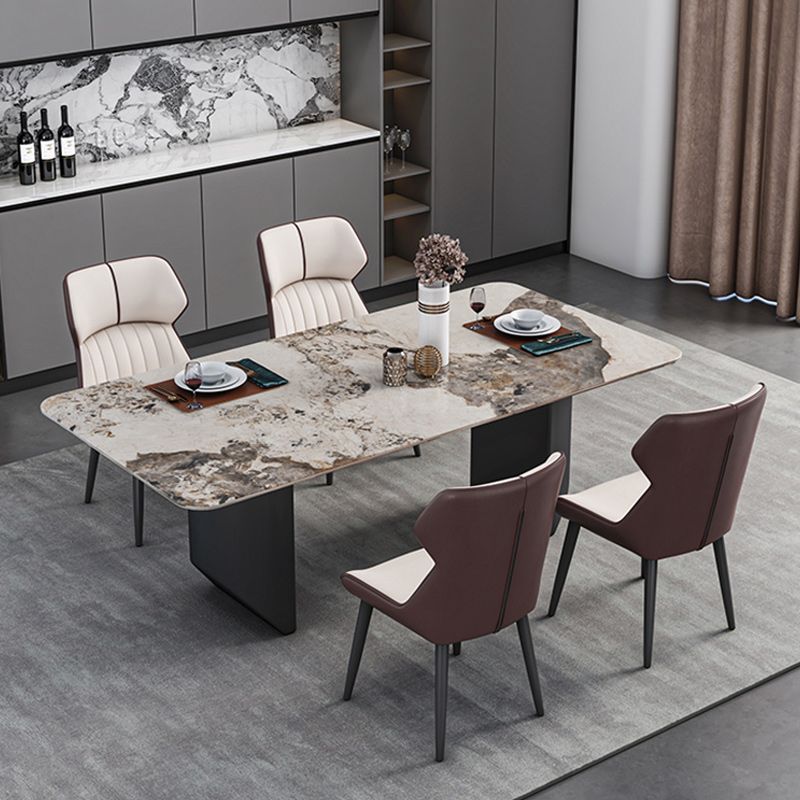Modern 1/2/5/7 Pieces Dining Set Sintered Stone Dining Table with Leather Chairs Clearhalo 'Dining Room Sets' 'Dining Tables & Seating' 'dining_room_set' 'furn' 'furn_dining_room_set' 'Furniture' 'furniture_dining_room_set' 'Kitchen & Dining Furniture' 1200x1200_ca10eccd-6adc-444d-b10f-0bb091ea8d86