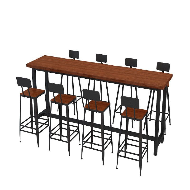 Contemporary Style Rectangle Bar Table Solid Wood Brown Bar Desk Clearhalo 'Bar Furniture' 'Bar Tables' 'bar_tables' 'furn' 'furn_bar_tables' 'Furniture' 'Kitchen & Dining Furniture' 1200x1200_ca126ea9-003f-458c-8b90-85610e1af3f6