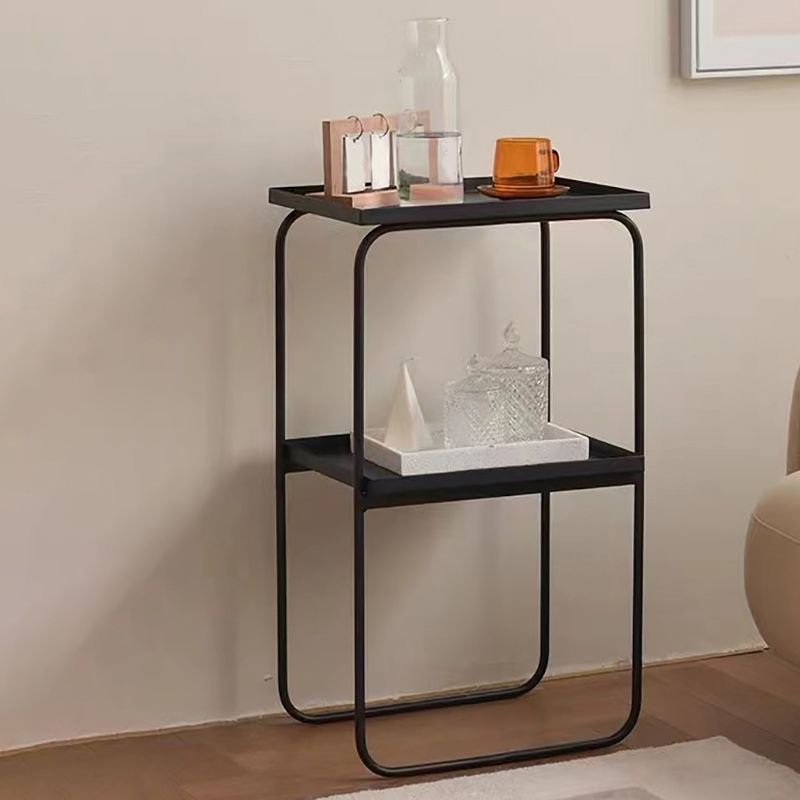 Tavolino superiore con vassoio rettangolare Tavolino con base in ferro con contenitore