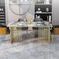 Rectangle Sintered Stone Dining Table Traditional Luxury Dining Table with Gold Frame Clearhalo ' dining_table' 'Dining Tables & Seating' 'Dining Tables' 'furn' 'furn_dining_table' 'Furniture' 'furniture_dining_table' 'Kitchen & Dining Furniture' 'kitchen&dining_furn' 'kitchen' 'kitchen_dining_table' 1200x1200_ca15ce99-d261-408d-a2bf-44a41095fee0
