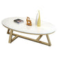 Modern Style Grey/black/white Oval Coffee Table with Crossed Legs Base