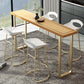 Wood Top Cocktail Bar Table Nordic Gold Frame Bar Height Table for Dining Room Clearhalo 'Bar Furniture' 'Bar Tables' 'bar_tables' 'furn' 'furn_bar_tables' 'Furniture' 'furniture_bar_tables' 'Kitchen & Dining Furniture' 'kitchen&dining_furn' 'kitchen' 1200x1200_ca175a06-2e5b-4831-ba7f-acf00893798f
