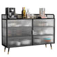 Glam Cabinets Sideboard Buffet Glass Doors Metal Buffet Sideboard Clearhalo 'buffet_sideboard' 'Buffets & Sideboards' 'furn' 'furn_buffet_sideboard' 'Furniture' 'Kitchen & Dining Furniture' 1200x1200_ca19ef69-6d5d-4270-a82e-00d445cd1674