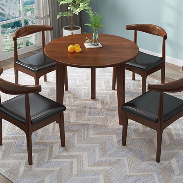 Round Wood Color Dining Table Rubberwood Solid Wood Table Modern with 4 Legs Pedestal Clearhalo ' dining_table' 'Dining Tables & Seating' 'Dining Tables' 'furn' 'furn_dining_table' 'Furniture' 'furniture_dining_table' 'Kitchen & Dining Furniture' 'kitchen&dining_furn' 'kitchen' 'kitchen_dining_table' 1200x1200_ca1cc488-64c0-41a4-a99c-0b14a5a83f9d