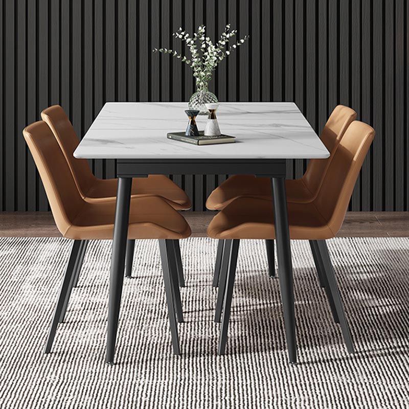 Rectangular Sintered Stone Dining Table Modern Furniture with 4 Legs for Home Clearhalo 'Dining Tables & Seating' 'Dining Tables' 'dining_table' 'furn' 'furn_dining_table' 'Furniture' 'Kitchen & Dining Furniture' 1200x1200_ca1f26ad-2750-48a5-ac36-6001154a2ce7