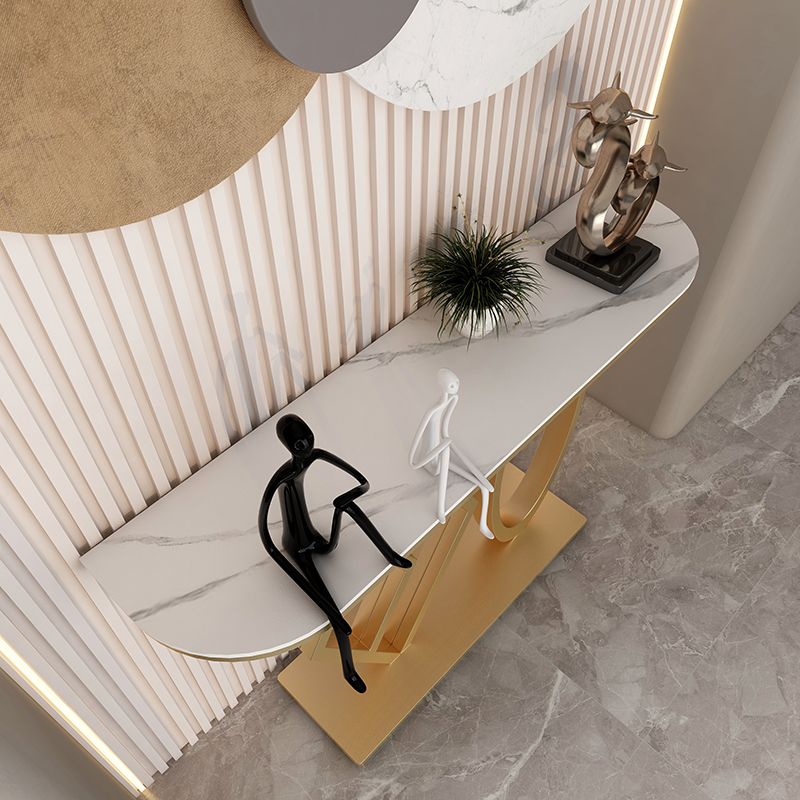 Tabella della console di metallo e pietra moderna da 31 pollici console di divano alto