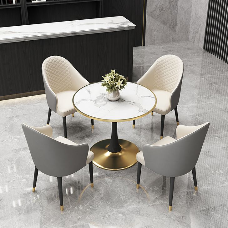 31.5-inch Metal Contemporary Dining Table Round Table for Kitchen Clearhalo ' dining_table' 'Dining Tables & Seating' 'Dining Tables' 'furn' 'furn_dining_table' 'Furniture' 'furniture_dining_table' 'Kitchen & Dining Furniture' 'kitchen&dining_furn' 'kitchen' 'kitchen_dining_table' 1200x1200_ca217b9a-c088-4070-a9b8-a7db49fd95b3