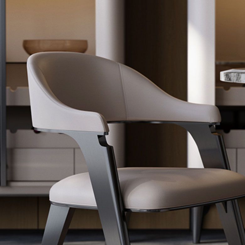 Industrial Style Arm Dining Chair Faux Leather Open Back Dining Chair for Bedroom Clearhalo 'Dining Chairs' 'Dining Tables & Seating' 'dining_chair' 'furn' 'furn_dining_chair' 'Furniture' 'Kitchen & Dining Furniture' 1200x1200_ca235fc2-1f44-44ea-b38f-cde5094a295f