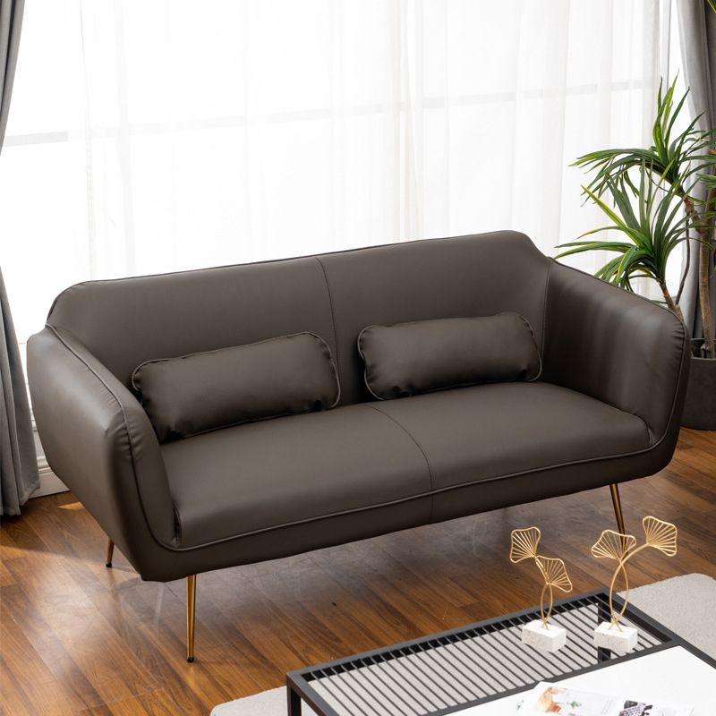Mid-Century Modern Faux Leather Sofa 31.1" H Sloped Arm Loveseat Clearhalo 'Furniture' 'furniture_sofas' 'kitchen' 'kitchen_sofas' 'Living Room Furniture' 'Sofa' 'sofas' 1200x1200_ca2384dd-6359-4a16-beb7-c9ed49cd21d2