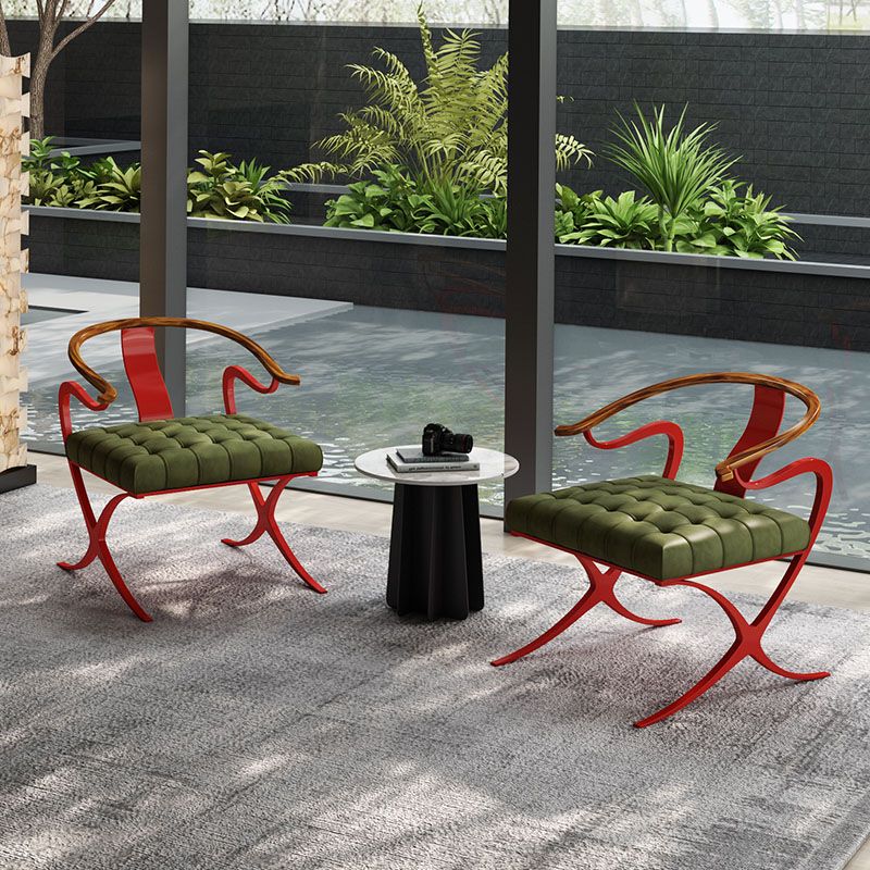 Leather Dining Chairs Nordic Style Open Back Arm Chair with Metal Base Clearhalo 'Dining Chairs' 'Dining Tables & Seating' 'dining_chair' 'furn' 'furn_dining_chair' 'Furniture' 'Kitchen & Dining Furniture' 1200x1200_ca23c919-ff51-4326-8a24-faa613500767