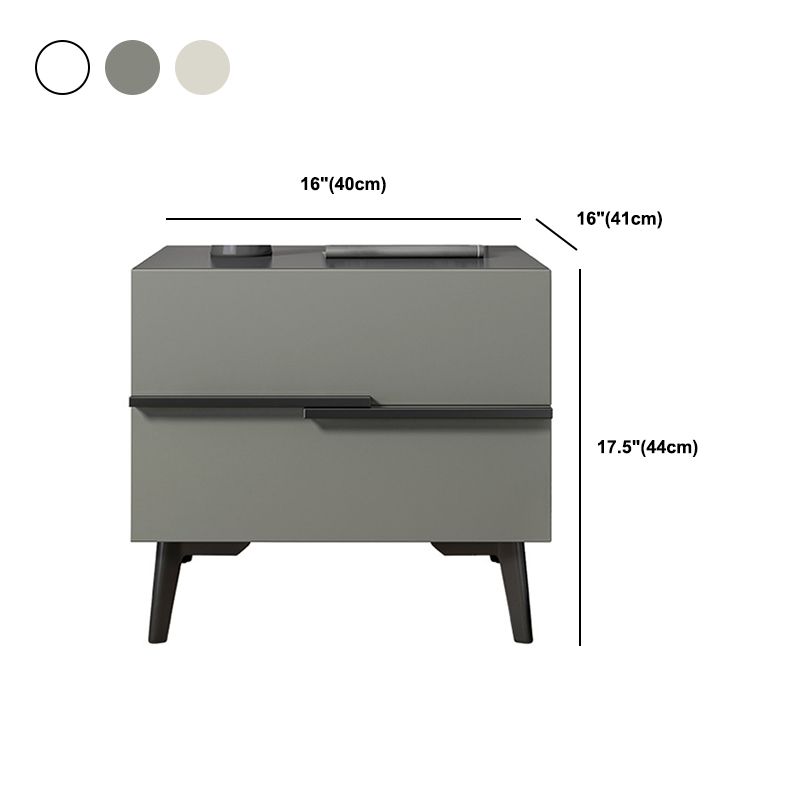 17 Zoll H-Nachttisch 2-DRAWER Grey Modern Imitation Wood Night Tisch mit Beinen