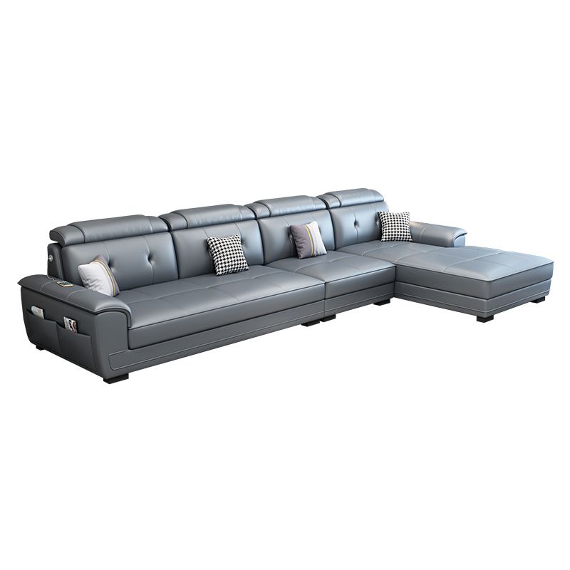 133.07" L x 70.86" W x 35.43" H Stain-Resistant Faux Leather Pillow Top Arm Sectionals Clearhalo 'furn' 'furn_sectionals' 'Furniture' 'furniture_sectionals' 'kitchen' 'kitchen_sectionals' 'Living Room Furniture' 'Sectionals' 1200x1200_ca277b02-fcf9-4f83-85da-af3d989ebf9d