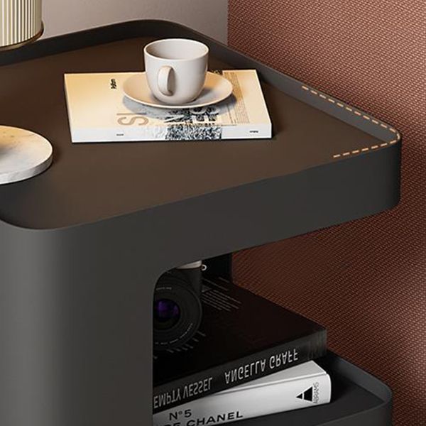 Square Tray Slate Top Side Table 21.65" Tall Metal Abstract Base End Table