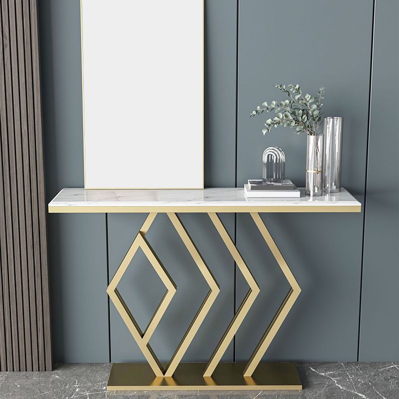 Glam Accent Table Antique Finish Console Sofa Table in Marble Clearhalo 'Console Tables' 'console_tables' 'Entry & Mudroom Furniture' 'furn' 'furn_console_tables' 'Furniture' 1200x1200_ca2917c9-c318-457b-8c58-970adb951108