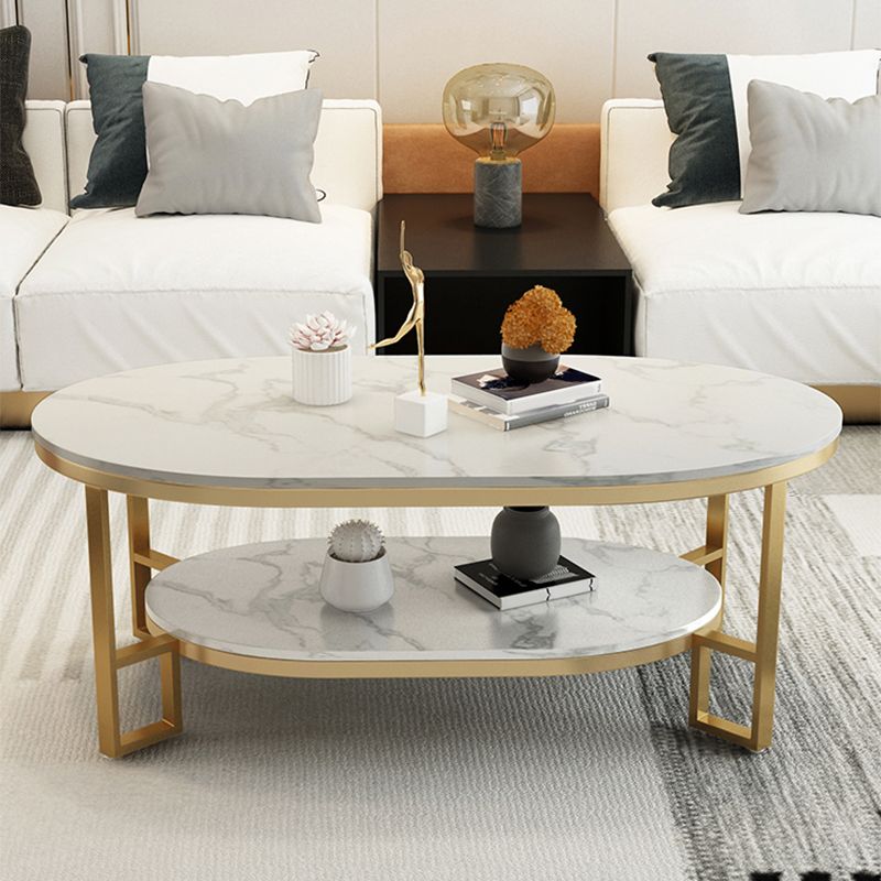 Table basse de table basse ovale en ardoise Glam avec rangement