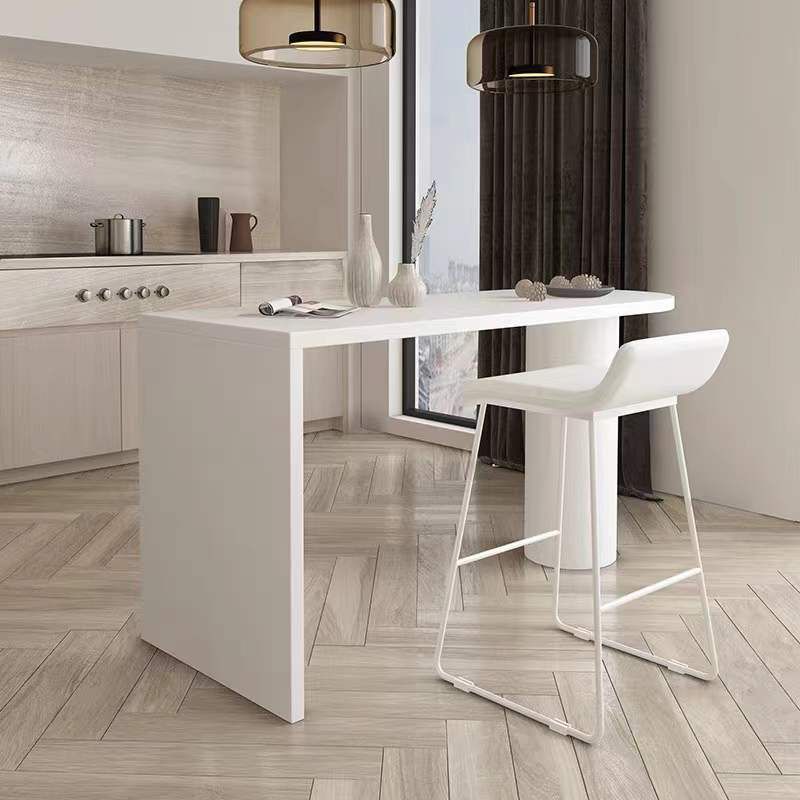 Industrial White Iron Bar Table Wood Specialty Top 41.3"H Bistro Table Clearhalo 'Bar Furniture' 'Bar Tables' 'bar_tables' 'furn' 'furn_bar_tables' 'Furniture' 'furniture_bar_tables' 'Kitchen & Dining Furniture' 'kitchen&dining_furn' 'kitchen' 1200x1200_ca29814c-cac7-4339-82cd-f21c9deab276