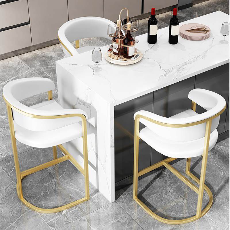 Glam Style Bar Stool Leather Gold Frame Counter Stool for Bristol Clearhalo 'Bar Furniture' 'Bar Stools' 'bar_stools' 'furn' 'furn_bar_stools' 'Furniture' 'Kitchen & Dining Furniture' 1200x1200_ca29b573-cd39-438d-86bd-f3606e3876aa