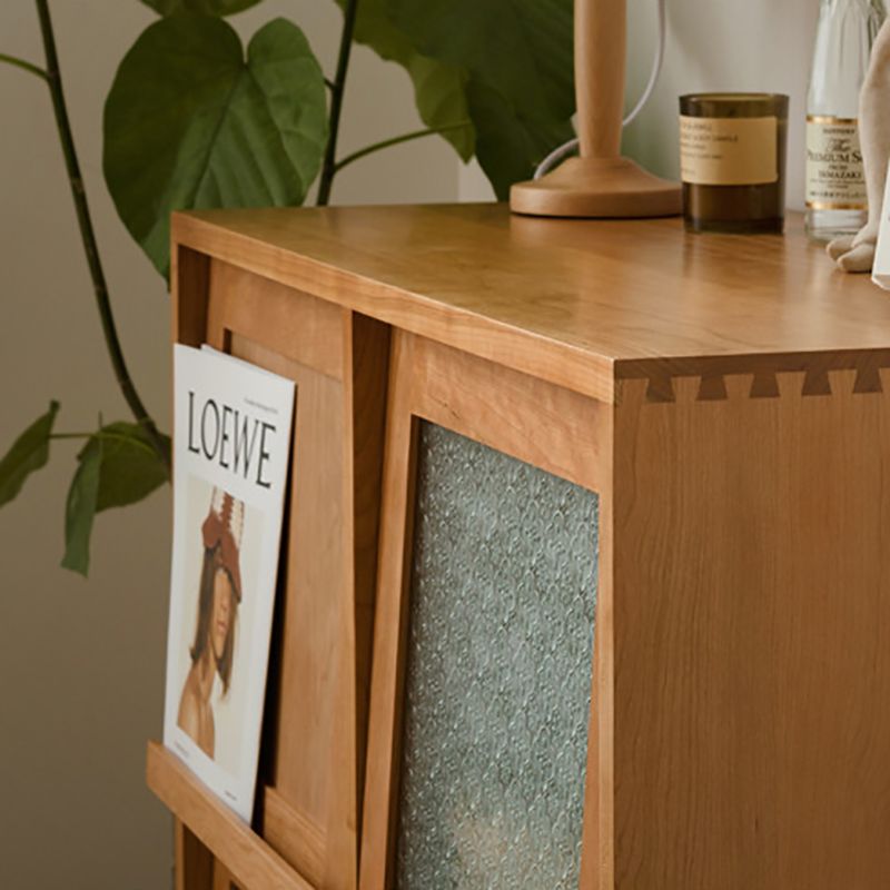 モダン＆コンテンポラリーキャビネットスクエアガラスパーンバープルストレートレッグアクセントキャビネット