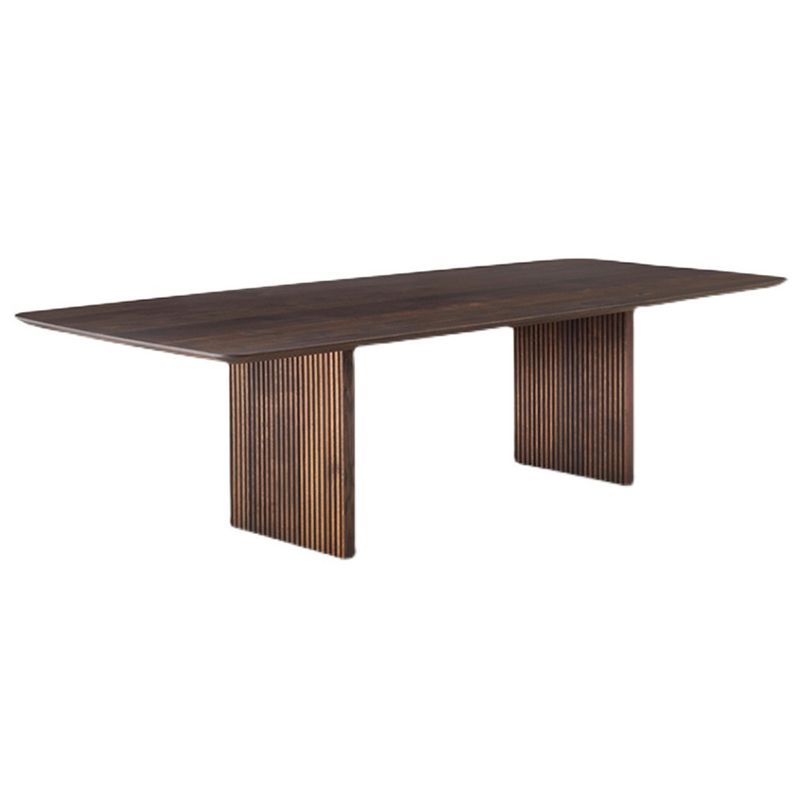 Rectangle Dining Table Modern Oak Solid Wood Double Pedestal Dining Table Clearhalo 'Dining Tables & Seating' 'Dining Tables' 'dining_table' 'furn' 'furn_dining_table' 'Furniture' 'furniture_dining_table' 'Kitchen & Dining Furniture' 1200x1200_ca2cd358-20e0-4d8b-9e77-17eda705887a