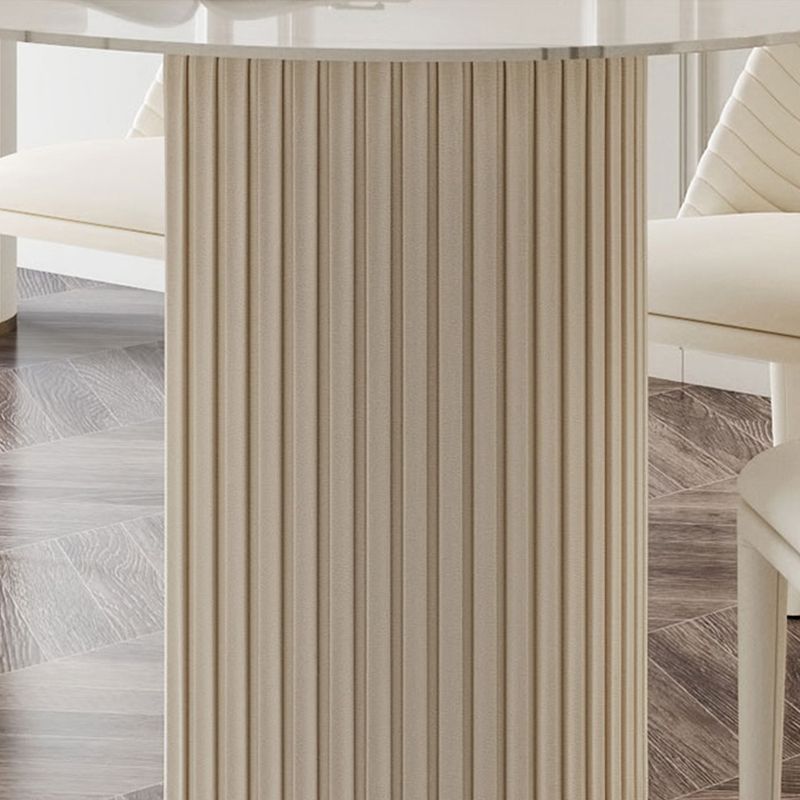 Contemporary Oval Dining Table Sintered Stone Top Double Pedestal Table Clearhalo 'Dining Tables & Seating' 'Dining Tables' 'dining_table' 'furn' 'furn_dining_table' 'Furniture' 'Kitchen & Dining Furniture' 1200x1200_ca2d789f-a1f8-4b69-98f7-51d97e5d1c40