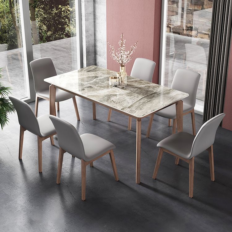 Rectangle Mid-Century Modern Dining Table Sintered Stone Table with 4 Solid Wood Legs Clearhalo ' dining_table' 'Dining Tables & Seating' 'Dining Tables' 'furn' 'furn_dining_table' 'Furniture' 'furniture_dining_table' 'Kitchen & Dining Furniture' 'kitchen&dining_furn' 'kitchen' 'kitchen_dining_table' 1200x1200_ca2de99e-3f60-45f2-8522-5deb2b914ba3