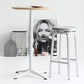 Industrial Silver Armless Counter Stool Aluminum Round Seat Footrest Counter Chair